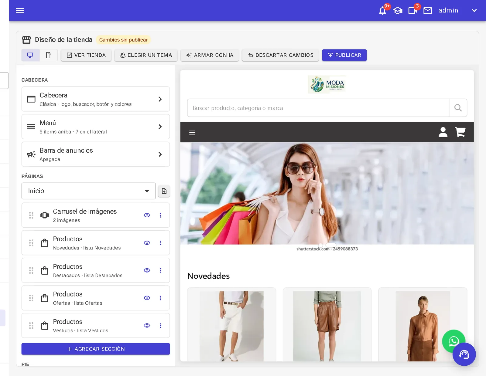 Dise&ntilde;o de la tienda online